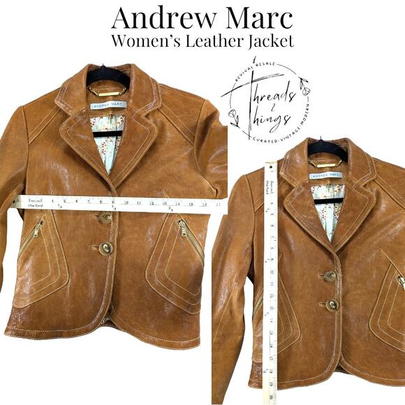 Andrew Marc New York Leather Jacket Womens Luxury Blazer Riding Classy Classic - Picture 10 of 14